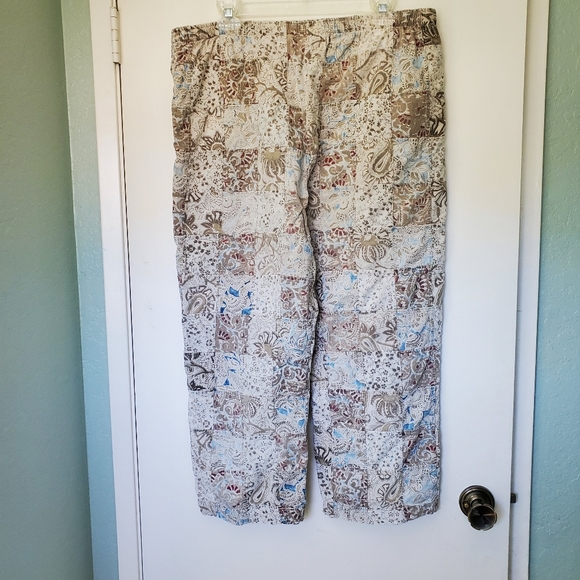 Orvis Women's 100% Cotton Patchwork Cropped Pants Size 16 Drawstring Waist - Picture 2 of 12